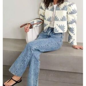 Caroline Costas Blue and White Quilted Women's Jacket